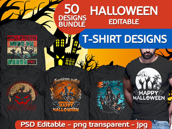 50 Halloween pumpkin boo tshirt designs bundle