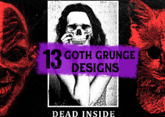 Goth Grunge Alternative Aesthetic Skull, Horror Dark Creepy Halloween BUNDLE t shirt design template