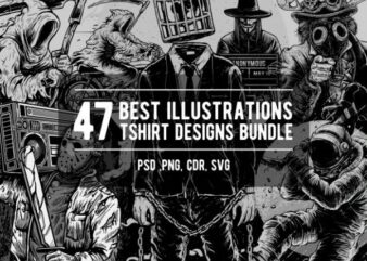 47 Best Illusrations Tshirt Designs Bundle