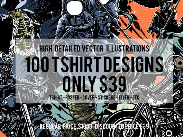100 Tshirt Designs Big Bundle
