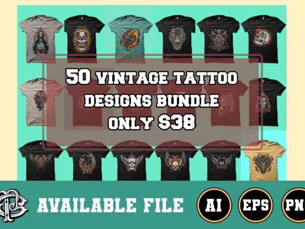 50 vintage tattoo design bundle