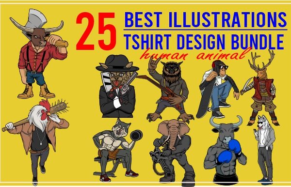 25 best tshirt design bundle human animal