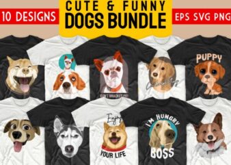 Dog bundle t-shirt designs SVG dogs bundles PNG. Cute animals t shirt designs vector