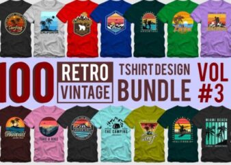 100 retro vintage t shirt design bundle vol 03