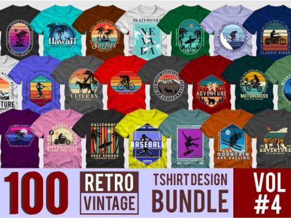 100 retro vintage t shirt design bundle vol 04