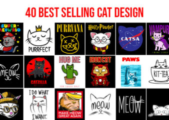 40 Best Selling Cat Design Bundle AI, EPS, SVG, PNG