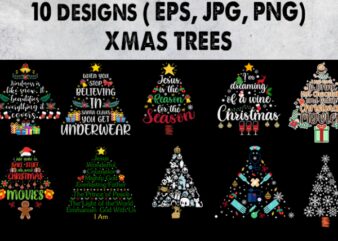 Merry christmas 10 bundle, Christmas 2021 Bundle, Xmas Trees Bundle t shirt designs for sale