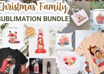 Christmas family illustrations sublimation bundle, Christmas dad, Christmas Mom, Baby, Happy family in Christmas