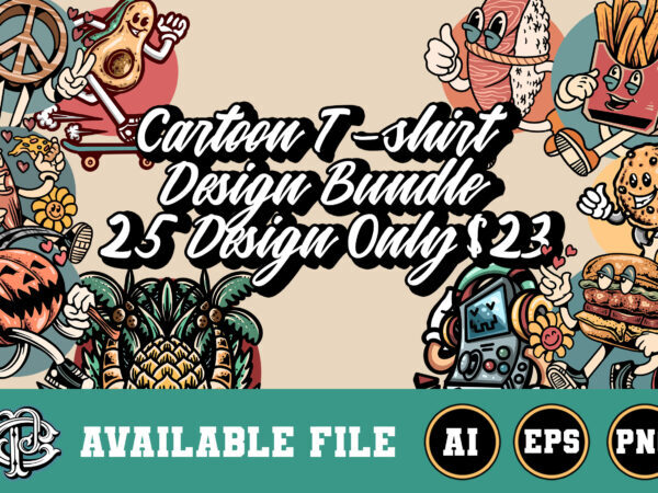 25 cartoon t-shirt design bundle