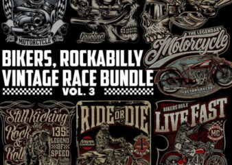 Bikers, Rockabilly, Vintage Race Bundle vol 3 t shirt template