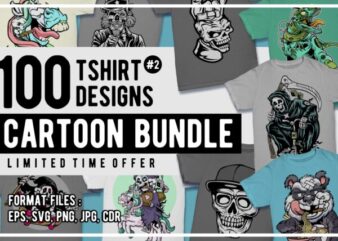 100 Cartoon Tshirt Designs Bundle #2