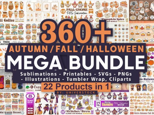 Fall Mega Bundle, Halloween Mega Bundle, Retro Fall T shirt Designs Bundle, Autumn mega bundle