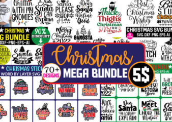 Christmas Mega Bundle ,70+ t-shirt Design, svg Design,