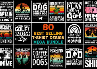 80 Best Selling T-Shirt Design Mega Bundle