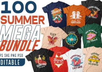Summer t-shirt designs bundle, Surfing t shirt design, Paradise t shirt design, Beach t shirt design, Beach, Tropical, Vocation, Holiday