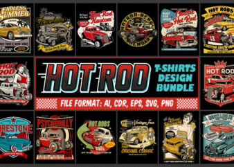 HOT ROD T-shirts Design Bundle