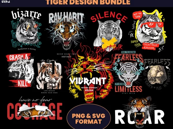 60 T-shirt designs bundle, tiger design bundle, streetwear design, Aesthetic Design, Urban Streetwear, T-Shirt pod design, Pop Culture, DTF,