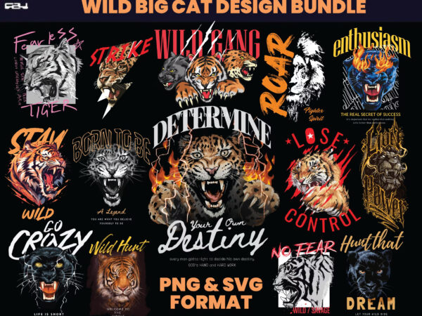 50 Wild big cat Designs bundle , T-shirt Design bundle, Streetwear ...