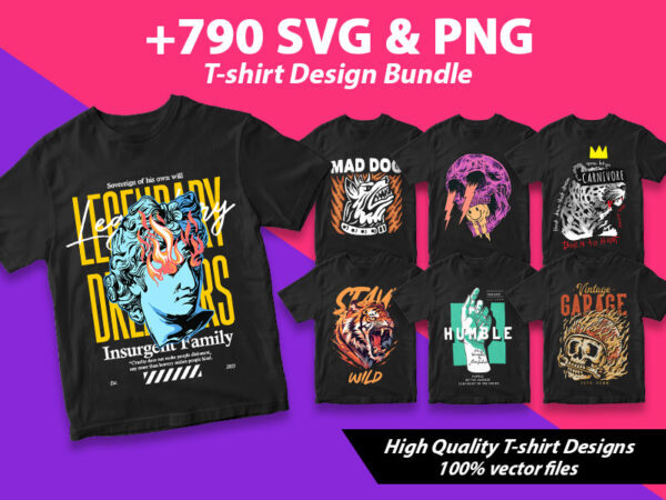Mega T-shirt Design Bundle with 790+ SVG & PNG Designs –  Download Instantly