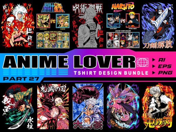 Populer anime lover part 27 tshirt design bundle illustration