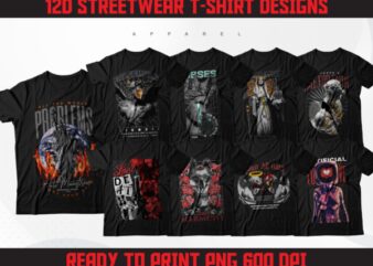 120 Streetwear T-Shirt Designs V1 | Streetwear Graphic Bundle | Abstract Streetwear Design | Streetwear Clothing Graphic Designs | DTF | DTG