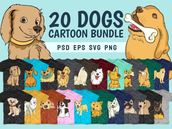 Dog cartoon bundle svg. Dogs t-shirt designs png bundles. Dog t shirt design pack collection. Cartoon bundle svg