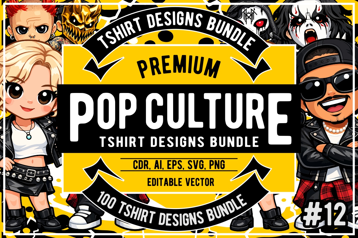 100 pop culture tshirt designs bundle #12